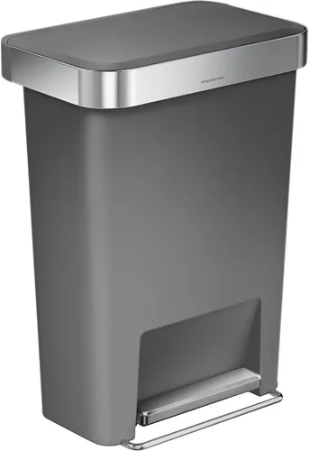 Vista 10 de Simplehuman Bote de basura con pedal híbrido, de 45 litros / 12 galones, rectangular para cocina, con base ancha y estable con pedal de acero