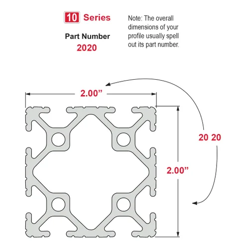 Vista 4 de 80/20 INC., 2020, 10 Series, 2" x 2" t-slotted extrusión X 57" de largo