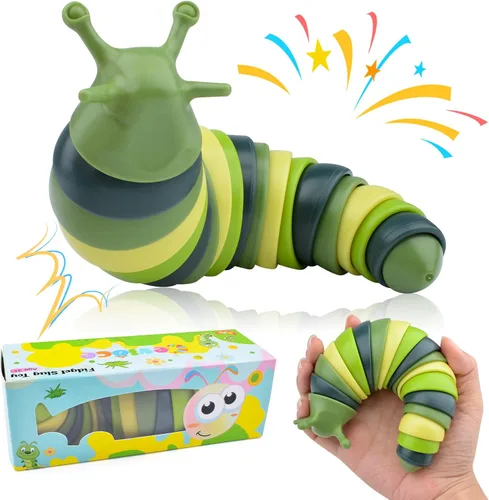 Vista 13 de Cevioce Juguete Fidget de Babosa, Juguete Sensorial Fidget de Babosa para Niños y Adultos, 2 Piezas de Lindos Juguetes Sensoriales Articulados en 3D