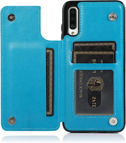 Vista 4 de Funda de teléfono para Samsung Galaxy A70 A70S con protector de pantalla de vidrio templado y tarjetero con soporte para tarjetero, soporte
