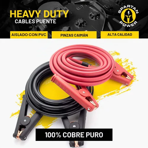 Vista 4 de Spartan Power - Cables de puente de servicio pesado con clips de cocodrilo, cable de alambre de cobre 100% puro, cable de batería de polos positivo