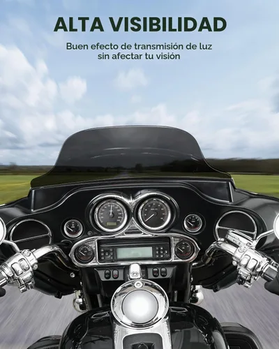 Vista 3 de Benlari - Parabrisas negro de 8" para motocicleta, compatible con Harley Davidson Touring Street Glide Electra Glide Tri Glide FLHT FLHX FLHTK FLHTC
