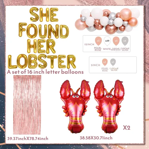 Vista 3 de 53 piezas de decoraciones de langosta para despedida de soltera temática de amigos, regalos de despedida de soltera, despedida de soltera, globos