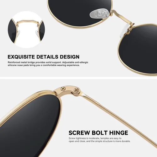 Vista 5 de Fozono Polygon Polarized Sunglasses for Women Men Round Retro Classic Sun Glasses UV400 Protective