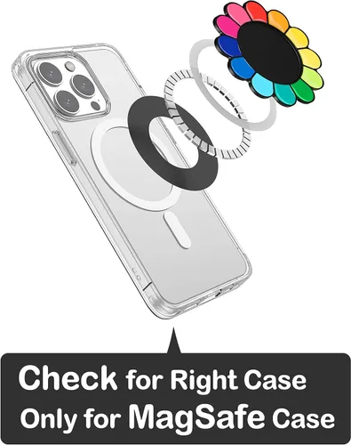 Vista 5 de metisinno Base magnética compatible con agarres de teléfono PopSocket y fundas MagSafe para iPhone, multicolor arcoíris