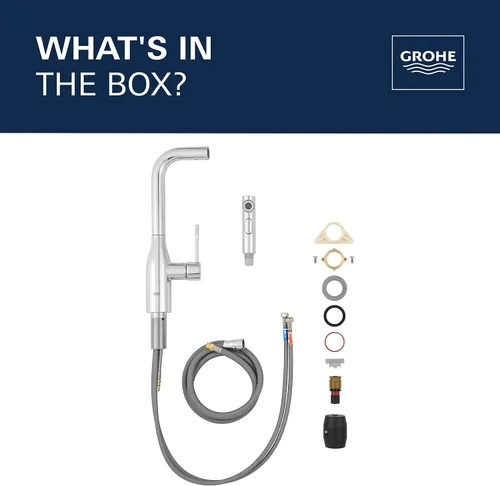 Vista 6 de GROHE 30271BE0 Essence - Grifo de fregadero de cocina con pulverizador extraíble, latón, acabado infinito de níquel pulido