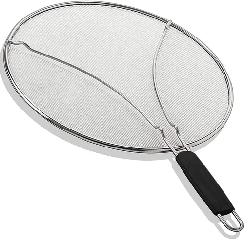 Vista 9 de Pantalla contra salpicaduras de grasa de 13 pulgadas para cocinar, protector de salpicaduras de aceite de acero inoxidable y malla ultrafina que Gris