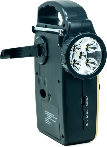 Vista 6 de Kaito KA340 Linterna solar de campamento LED recargable con manivela de dinamo para emergencia AM/FM/SW NOAA Radio solar con Bluetooth, linterna