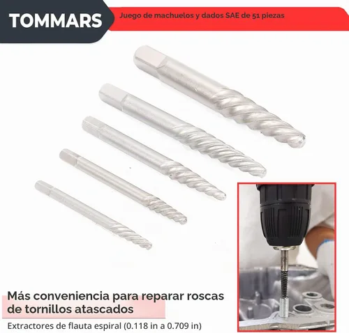 Vista 7 de TOMMARS 51Pcs Jumbo Tap and Die Set, 1/4-20 to 1-14 SAE Threading