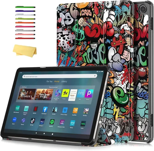 Vista 14 de Funda tipo folio para Amazon Kindle Fire HD 8 y Fire HD 8 Plus (se adapta tanto a 12ª/10ª generación, 2022/2020) con soporte inteligente de piel
