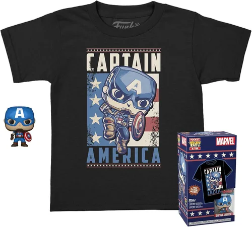 Vista 6 de Funko Pop! Pocket Pop and Tee: Marvel - Capitán América, niños extra pequeños
