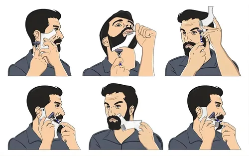 Vista 3 de Herramienta para moldear la barba para hombre con peine incorporado, plantilla transparente, plantillas de peine de peinado para patillas de bigote