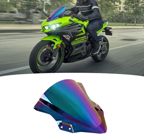 Vista 2 de Parabrisas doble burbuja para Ninja 250 400 EX400 2018 2019 2020 2021 2022 (oscuro iridio)