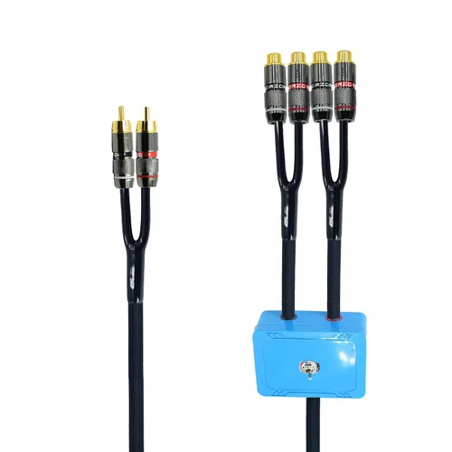 Vista 7 de Arklove Cable divisor de enchufe RCA blindado de 1 pie para audio estéreo y video, 2 machos a 4 hembras, adaptador en Y de doble altavoz, cable