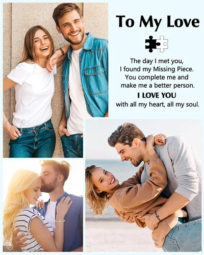 Vista 6 de UNGENT THEM You Are My Missing Piece of The Puzzle – Pulseras para parejas, aniversario, Navidad, I Love You Sweetest Día de San Valentín, regalos