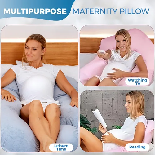 Vista 6 de Almohadas de embarazo para dormir - Almohada de cuerpo completo en forma de V C U con funda extraíble, almohada de maternidad refrescante de 57