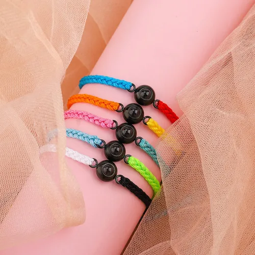 Vista 7 de Pulsera de fotos personalizada para hombres y mujeres, pulsera de proyección de fotos personalizada, pulseras de fotos circulares con imagen