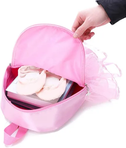 Vista 5 de ORIDOOR Mochila de ballet con encaje rosa para bailarina, Zapatos rosas B2, talla única