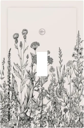 Vista 29 de Mid Century Morden Boho - Placa de pared para interruptor de luz dúplex de 1 banda, placa frontal decorativa eléctrica para receptáculo para baño