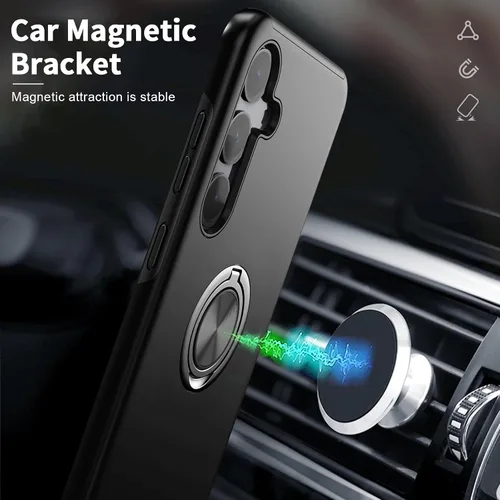 Vista 3 de Funda para Samsung Galaxy S26 con protector de pantalla de vidrio templado, híbrida 2 en 1, funda protectora delgada duradera con anillo magnético