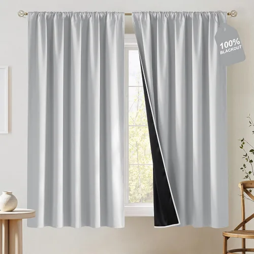 Vista 24 de NICETOWN Biscotti - Cortinas de cocina beige de 36 pulgadas de largo, bolsillo para barra, 100% opacas, casuales y relajantes, tratamientos