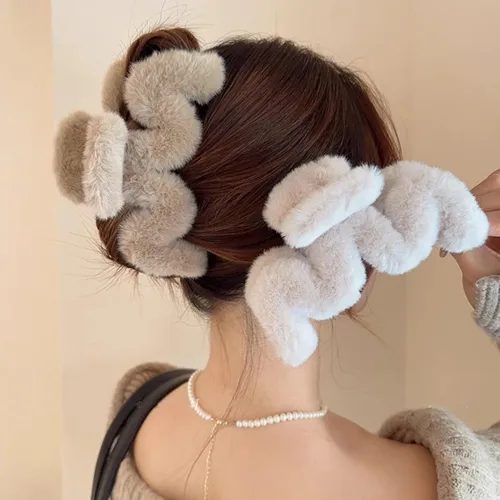 Vista 8 de Lindas pinzas de pelo para cabello rizado, elegante y esponjoso, pelo sintético, clip grande para cabello fino y largo, antideslizante, para mujeres
