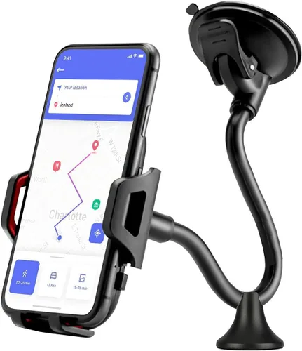 Vista 3 de Soporte de soporte para parabrisas de coche de 360 ° para iPhone, teléfono celular, GPS, cuello de cisne flexible, brazo largo, estabilizador