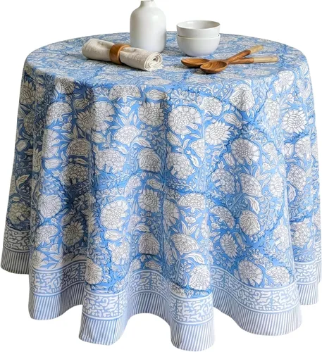 Vista 54 de ATOSII Mantel 100% algodón, Amara, floral, hecho a mano, rectangular, de lino, para cocina, comedor, fiestas, bodas, exteriores, picnics, Pascua