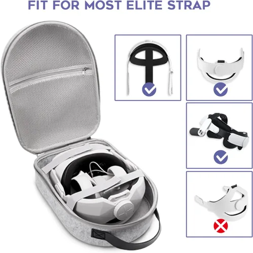 Vista 2 de DESTEK Funda de transporte para Oculus Quest 2 funda rígida de gran espacio compatible con Quest 2 Accessories VR auriculares con correa Elite
