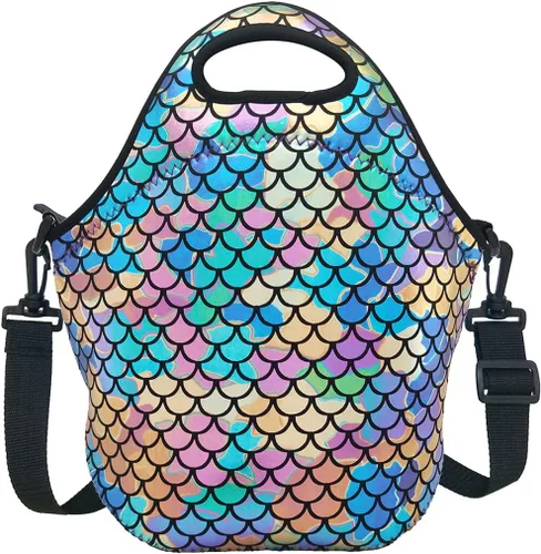 Vista 9 de YOUDA Bolsa de almuerzo aislada de neopreno para el hombro, bolsas para mujeres y hombres, trabajo, oficina, al aire libre, picnic, viajes (azul)