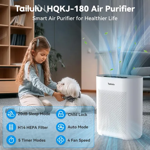 Vista 5 de Purificadores de aire para el hogar de hasta 2200 pies cuadrados de habitación grande, purificador de aire Hepa H14 con pantalla de monitor