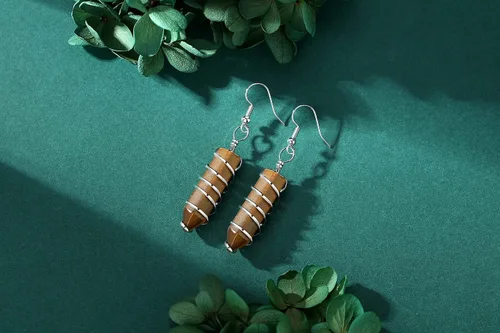 Vista 2 de Cristales curativos para mujeres y niñas, piedras de cuarzo natural envueltas con gancho de pescado, piedras preciosas energéticas, yoga