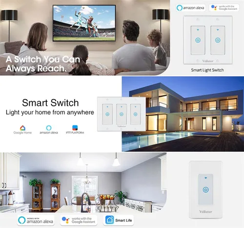 Vista 8 de Tuya - Interruptor de luz inteligente compatible con Alexa, interruptor inteligente WiFi de un solo polo de 1 banda