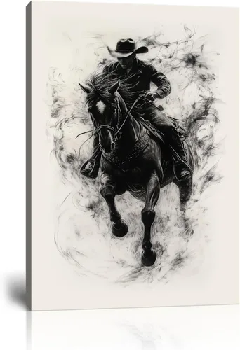 Vista 23 de Arte de pared de vaquero occidental Imágenes de mujeres vaquero Impresiones Póster de lienzo del suroeste Arte de decoración de pared occidental