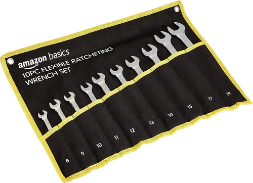 Vista 4 de Amazon Basics Juego de llaves de trinquete de engranajes flexibles, 10 piezas