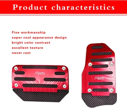 Vista 3 de Tesnaao Juego de 2 almohadillas antideslizantes para pedal de automóvil, fundas para pedal de acelerador, protectores de pedal de freno