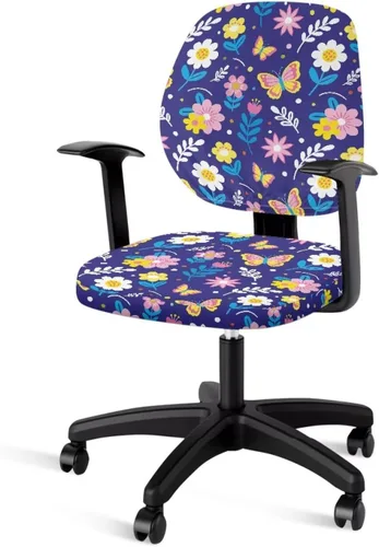 Vista 45 de Funda protectora elástica para silla de oficina con diseño de hongos artísticos, funda giratoria elástica para silla de escritorio, adecuada