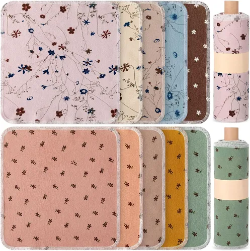 Vista 19 de Redbaker 50 piezas de toallas de papel reutilizables, paños de algodón reutilizables sin papel, toallas de papel absorbentes lavables