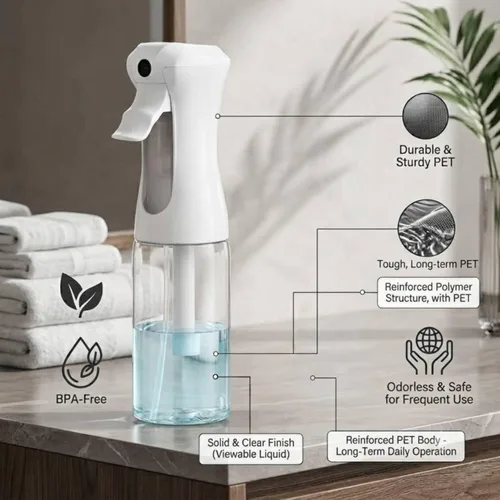 Vista 6 de VIGOR PATH Botella de spray transparente de niebla continua de 6.8 fl oz de espray de niebla fina, paquete de 3 6.7oz - 3