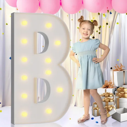 Vista 10 de IMPRSV Letras de mosaico iluminadas de marquesina, 4 pies para globos y fiestas, decoración de kit de arco