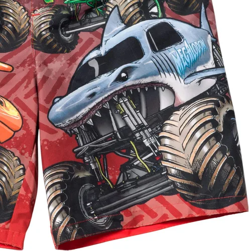 Vista 4 de Monster Jam Maximum Destruction Megalodon Grave Digger El Toro Loco - Pantalones cortos de natación para niños pequeños