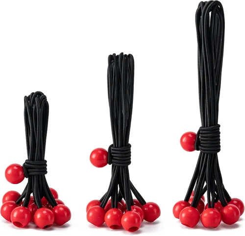 Vista 14 de Paquete de 30 cuerdas elásticas con bola, cuerdas elásticas resistentes de 4 pulgadas, lona de toldo con bolas elásticas para amarre de dosel