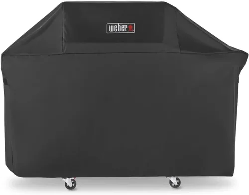 Vista 4 de Cubierta de parrilla al aire libre Weber Premium, resistente al agua, compatible con parrillas de gas Weber Genesis serie 300, negra