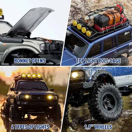Vista 5 de EAZYRC FMS Fcx18 1/18 Land Cruiser 80 Toyota RC Rock Crawler RTR 4x4 todoterreno impermeable de grado hobby RC Trucks para todos los terrenos