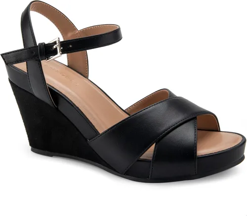 Vista 2 de Aerosoles Sandalia de cuña pastel para mujer, Combo Negro