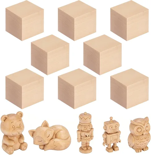 Vista 11 de Bloques de tallado de tilo – Paquete de 2 bloques de madera de lubina de 4 x 4 x 2 pulgadas, kit de tallado de madera para principiantes, espacios