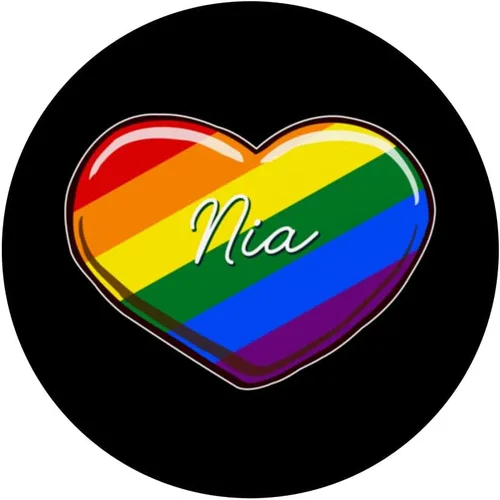Vista 3 de Corazón del orgullo LGBT - Primer nombre "Nia" Rainbow Hearts Love PopSockets intercambiables PopGrip