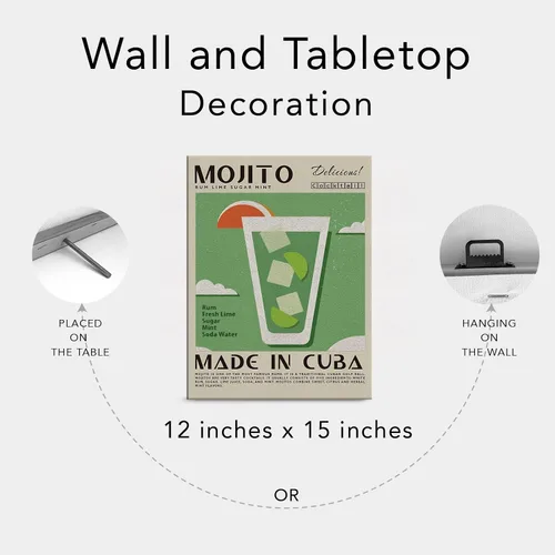 Vista 6 de Divertida impresión en lienzo de cóctel Mojito Art Wall Painting Posters de 12 x 15 pulgadas, decoración moderna para el hogar, cocina, bar
