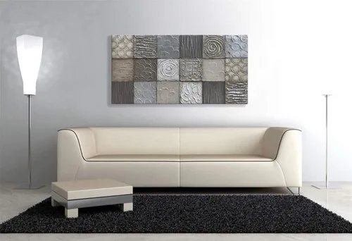 Vista 8 de Alenoss Pinturas Metálicas Abstractas 100% Hechas a Mano Lienzo Arte de Pared Textura Gruesa Única Superficie Áspera Pintura al Óleo Moderna 48x24