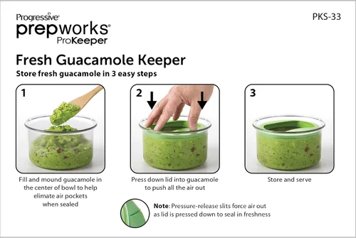 Vista 7 de ProKeeper Fresh Guacamole - Recipiente de plástico para almacenamiento de cocina con tapa hermética (verde), para guacamole y almacenamiento